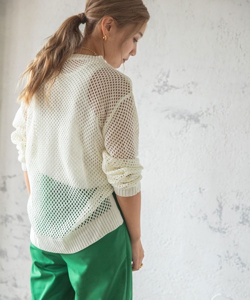 bohmal（ボマール）の「メッシュニットトップス（ニット/セーター・レディース・オフホワイト/ブラック/イエロー/ベージュ・FREE）」の8枚目の写真