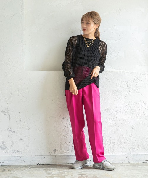 bohmal（ボマール）の「メッシュニットトップス（ニット/セーター・レディース・オフホワイト/ブラック/イエロー/ベージュ・FREE）」の11枚目の写真