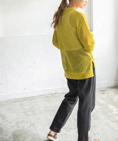 bohmal（ボマール）の「メッシュニットトップス（ニット/セーター・レディース・オフホワイト/ブラック/イエロー/ベージュ・FREE）」の14枚目の写真