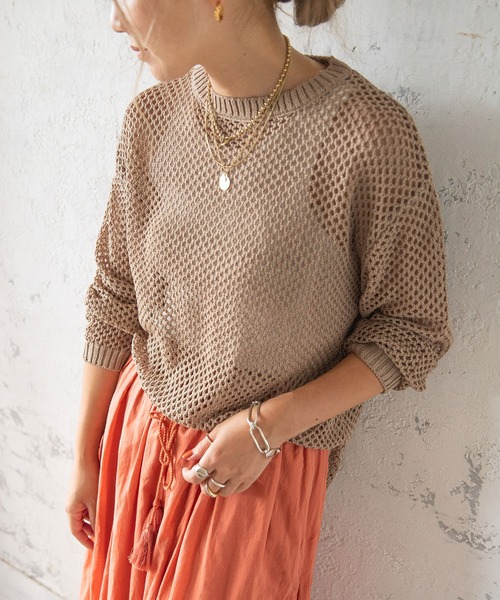 bohmal（ボマール）の「メッシュニットトップス（ニット/セーター・レディース・オフホワイト/ブラック/イエロー/ベージュ・FREE）」の18枚目の写真