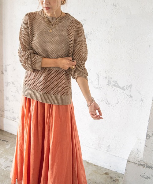 bohmal（ボマール）の「メッシュニットトップス（ニット/セーター・レディース・オフホワイト/ブラック/イエロー/ベージュ・FREE）」の19枚目の写真