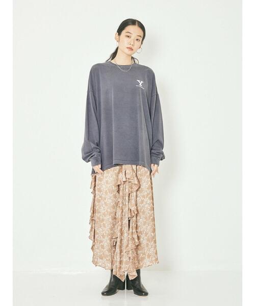 GARAGE OF GOOD CLOTHING（ガレージオブグッドクロージング）の「プリントフリルスカート＊（スカート・レディース・ベージュ・FREE）」の2枚目の写真