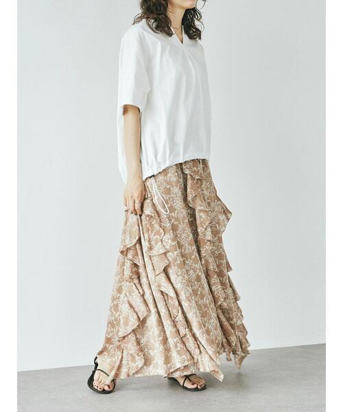 GARAGE OF GOOD CLOTHING（ガレージオブグッドクロージング）の「プリントフリルスカート＊（スカート・レディース・ベージュ・FREE）」の3枚目の写真