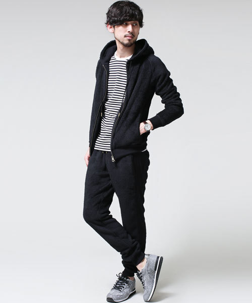 1piu1uguale3 RELAX（ウノピュウノウグァーレトレリラックス）の「1PIU1UGUALE3 RELAX/ 別注フリースパーカー（パーカー・メンズ・ブラック/チャコール・SMALL/LARGE/MEDIUM）」の16枚目の写真