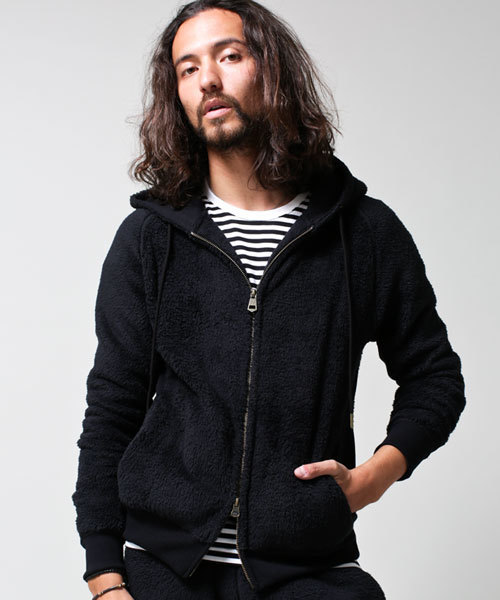 1piu1uguale3 RELAX（ウノピュウノウグァーレトレリラックス）の「1PIU1UGUALE3 RELAX/ 別注フリースパーカー（パーカー・メンズ・ブラック/チャコール・SMALL/LARGE/MEDIUM）」の21枚目の写真