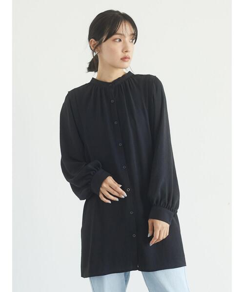 Green　Parks（グリーンパークス）の「・novem 9 2wayショルダータックチュニック＊（シャツ/ブラウス・レディース・ブラック/アイボリー/モカ・FREE）」の6枚目の写真