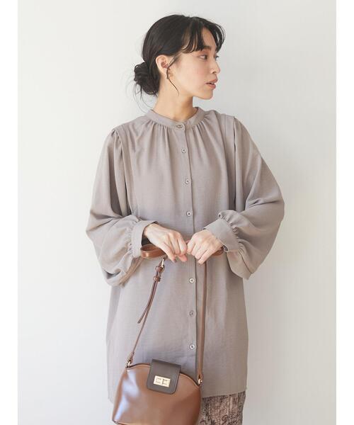 Green　Parks（グリーンパークス）の「・novem 9 2wayショルダータックチュニック＊（シャツ/ブラウス・レディース・ブラック/アイボリー/モカ・FREE）」の7枚目の写真