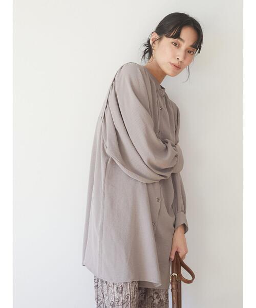 Green　Parks（グリーンパークス）の「・novem 9 2wayショルダータックチュニック＊（シャツ/ブラウス・レディース・ブラック/アイボリー/モカ・FREE）」の11枚目の写真