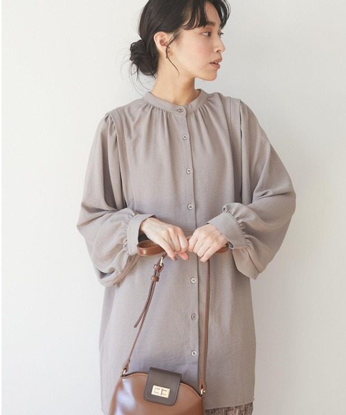 Green　Parks（グリーンパークス）の「・novem 9 2wayショルダータックチュニック＊（シャツ/ブラウス・レディース・ブラック/アイボリー/モカ・FREE）」の3枚目の写真