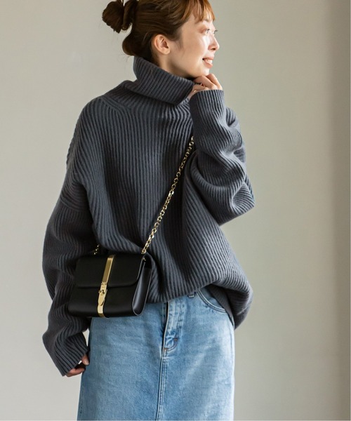 Noble（ノーブル）の「エクストラファインメリノビッグタートル◆（ニット/セーター・レディース・ホワイト/グレー/ブルー・フリー）」の5枚目の写真