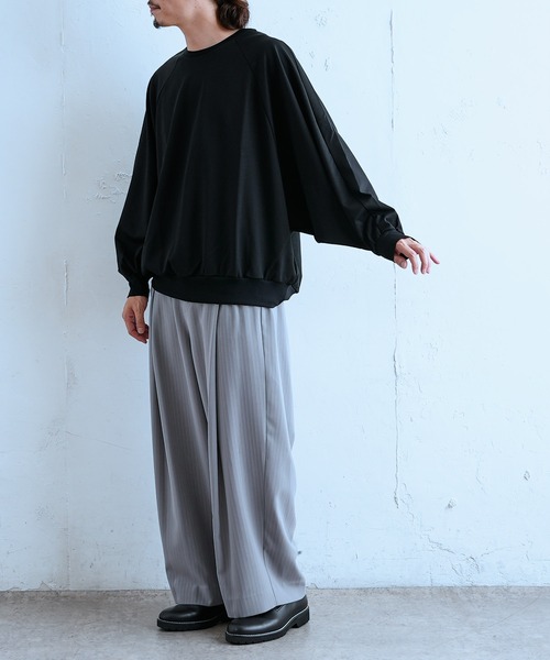 Lui's（ルイス）の「スーパーミニ裏毛モモンガクルーネック（Tシャツ/カットソー・メンズ・グレー/ブラック・FREE）」の5枚目の写真