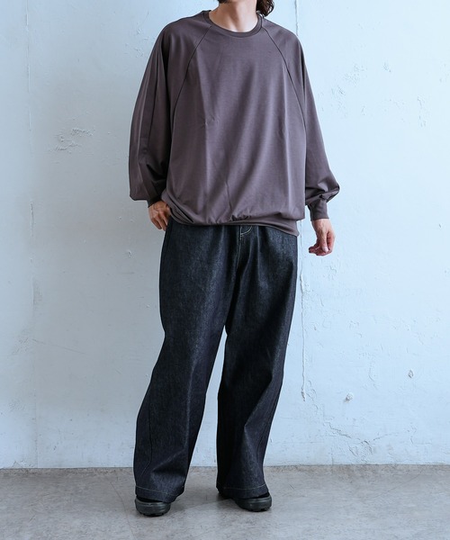 Lui's（ルイス）の「スーパーミニ裏毛モモンガクルーネック（Tシャツ/カットソー・メンズ・グレー/ブラック・FREE）」の6枚目の写真