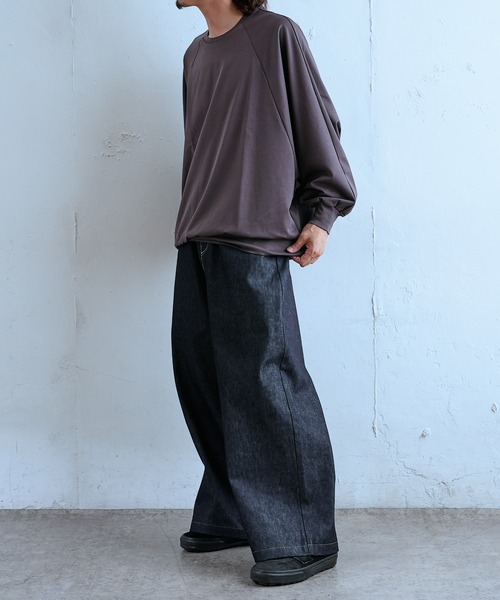 Lui's（ルイス）の「スーパーミニ裏毛モモンガクルーネック（Tシャツ/カットソー・メンズ・グレー/ブラック・FREE）」の10枚目の写真