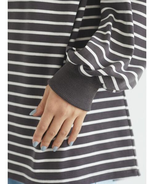 RAY CASSIN FAVORI（レイカズンフェバリ）の「・RAY CASSIN ボーダーカタアキチュニックロンT＊（Tシャツ/カットソー・レディース・チャコールグレー/ブラック/ネイビー/オフホワイト・FREE）」の19枚目の写真