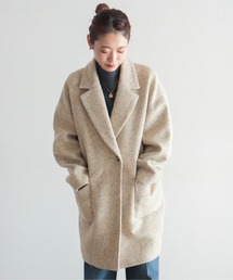 NOMBRE IMPAIR | ウールヘリンボーン　ダブルミドル丈コート(その他アウター)
