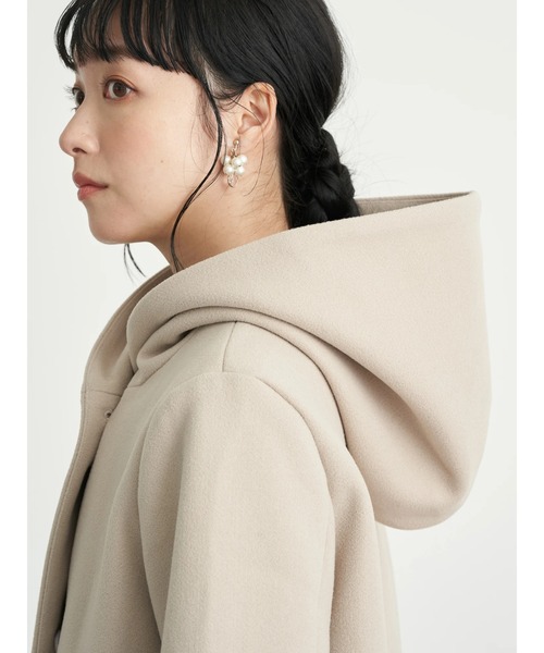 earth music&ecology(アースミュージックアンドエコロジー)の「フードショートコート *(その他アウター・レディース・ブラック/ライトベージュ/サックスブルー・M/L)」の5枚目の写真