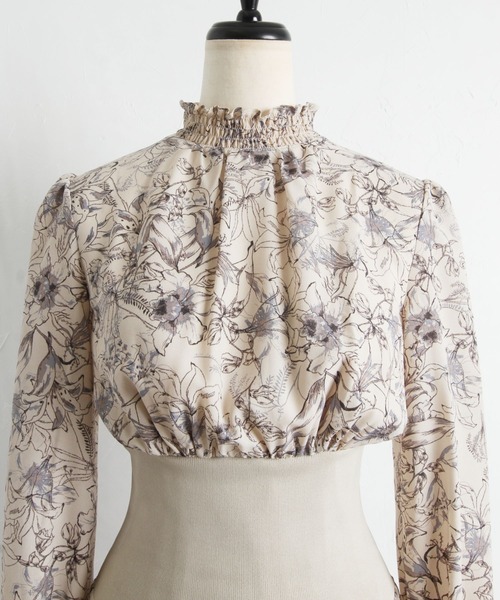 tocco closet（トッコ　クローゼット）の「ウエストリブ切り替えシャーリングフラワープリントプリーツワンピース（ワンピース・レディース・ピンク系その他/ベージュ/ブラック・M）」の13枚目の写真