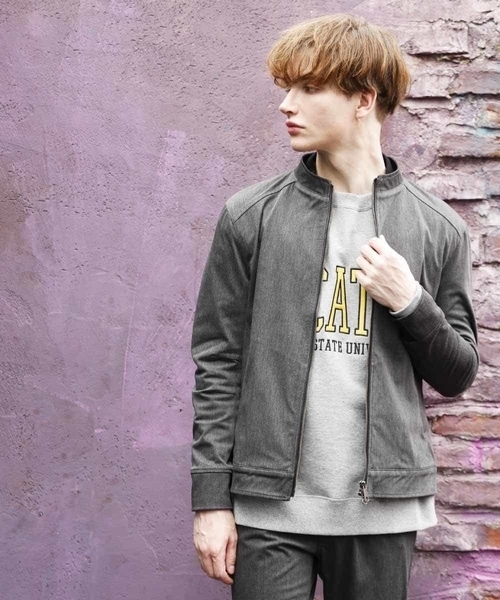 MK MICHEL KLEIN HOMME （エムケーミッシェルクランオム）の「MAGICストレッチ/コンパクトストレッチブルゾン（ライダースジャケット・メンズ・チャコールグレー/ブラック・46/48/51）」の2枚目の写真