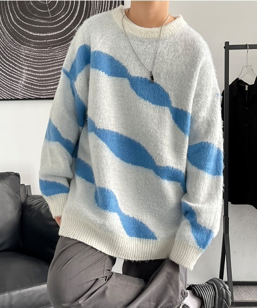 MGV（エムジーヴィー）の「ルーズシルエットシャギーニット（ニット/セーター・メンズ・ホワイト/ブラック・MEDIUM/X-LARGE/LARGE）」の13枚目の写真