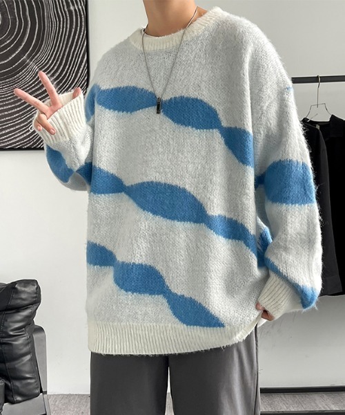 MGV（エムジーヴィー）の「ルーズシルエットシャギーニット（ニット/セーター・メンズ・ホワイト/ブラック・MEDIUM/X-LARGE/LARGE）」の11枚目の写真