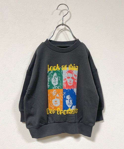 Life Support Products（ライフサポートプロダクツ）の「ヴィンテージプリントトレーナー（80～150cm）（スウェット・キッズ・ホワイト/ブラック/ベージュ/マスタード/チャコール・90/100/110/120/80/130/95/140/150）」の3枚目の写真