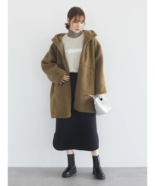 Green Parks(グリーンパークス)の「ボアロングコート*(その他アウター・レディース・ブラック/カーキ/ブルー・FREE)」の5枚目の写真