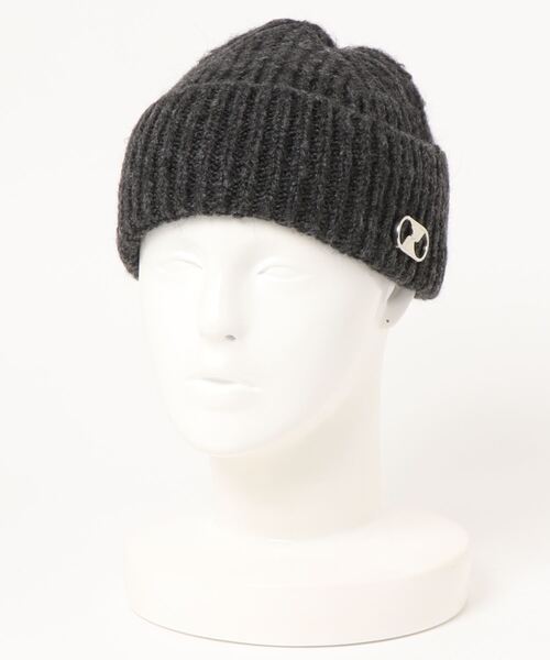 WE11DONE(ウェルダン)の「WE11DONE GREY EMBROIDERED LOGO METAL SHORT BEANIE WD-KH8-20-086-U-PK(ニットキャップ/ビーニー・レディース・グレー・ONE SIZE)」の4枚目の写真