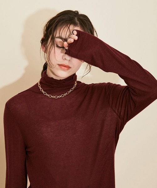 MADEMOISELLE ROPE'(マドモアゼル ロペ)の「ハイネックプルオーバー(Tシャツ/カットソー・レディース・ブラック/オフホワイト/ボルドー・38)」の10枚目の写真