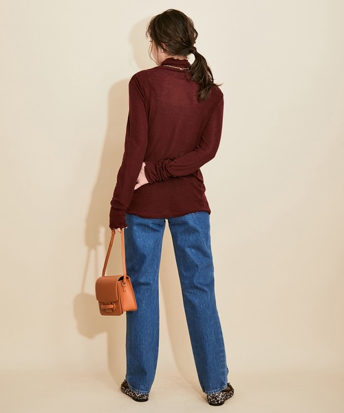 MADEMOISELLE ROPE'(マドモアゼル ロペ)の「ハイネックプルオーバー(Tシャツ/カットソー・レディース・ブラック/オフホワイト/ボルドー・38)」の12枚目の写真