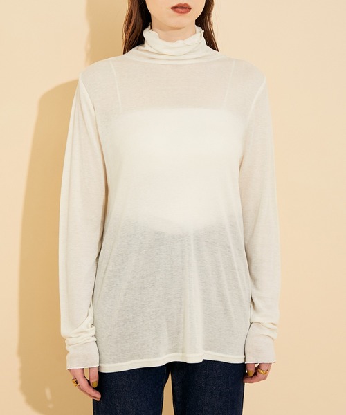MADEMOISELLE ROPE'(マドモアゼル ロペ)の「ハイネックプルオーバー(Tシャツ/カットソー・レディース・ブラック/オフホワイト/ボルドー・38)」の13枚目の写真