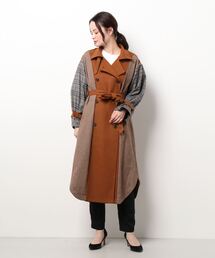 Three Four Time | 無地×チェックスタンドコート(その他アウター)