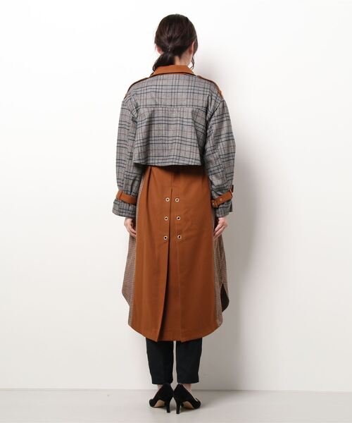 Three Four Time(スリーフォータイム)の「無地×チェックスタンドコート(その他アウター・レディース・キャメル・ONE SIZE)」の3枚目の写真