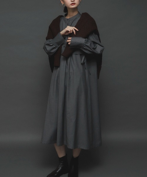 SENSE OF PLACE by URBAN RESEARCH（センスオブプレイスバイアーバンリサーチ）の「ベストレイヤードワンピース（ワンピース・レディース・ベージュ/グレー/ブラック/カーキ・ONE）」の3枚目の写真