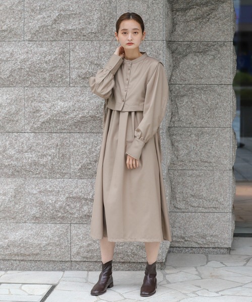 SENSE OF PLACE by URBAN RESEARCH（センスオブプレイスバイアーバンリサーチ）の「ベストレイヤードワンピース（ワンピース・レディース・ベージュ/グレー/ブラック/カーキ・ONE）」の10枚目の写真