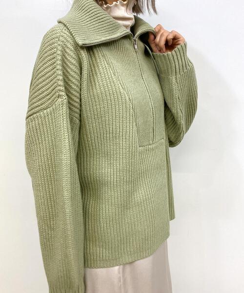 MLI'A(エムリア)の「ハーフZIPプルオーバーニット(ニット/セーター・レディース・アイボリー/チャコールグレー/グレー系その他/杢グレー/ミント/ライトイエロー/ピンク/ブルー/イエロー系その他/オレンジ・M)」の6枚目の写真