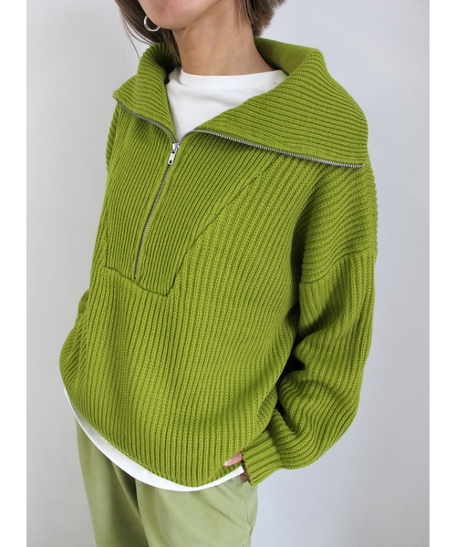 MLI'A(エムリア)の「ハーフZIPプルオーバーニット(ニット/セーター・レディース・アイボリー/チャコールグレー/グレー系その他/杢グレー/ミント/ライトイエロー/ピンク/ブルー/イエロー系その他/オレンジ・M)」の8枚目の写真