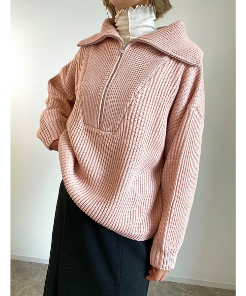 MLI'A(エムリア)の「ハーフZIPプルオーバーニット(ニット/セーター・レディース・アイボリー/チャコールグレー/グレー系その他/杢グレー/ミント/ライトイエロー/ピンク/ブルー/イエロー系その他/オレンジ・M)」の9枚目の写真