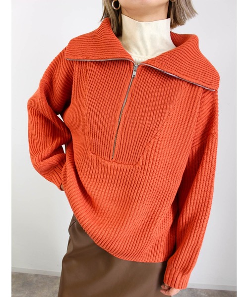 MLI'A(エムリア)の「ハーフZIPプルオーバーニット(ニット/セーター・レディース・アイボリー/チャコールグレー/グレー系その他/杢グレー/ミント/ライトイエロー/ピンク/ブルー/イエロー系その他/オレンジ・M)」の10枚目の写真