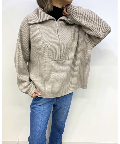 MLI'A(エムリア)の「ハーフZIPプルオーバーニット(ニット/セーター・レディース・アイボリー/チャコールグレー/グレー系その他/杢グレー/ミント/ライトイエロー/ピンク/ブルー/イエロー系その他/オレンジ・M)」の22枚目の写真