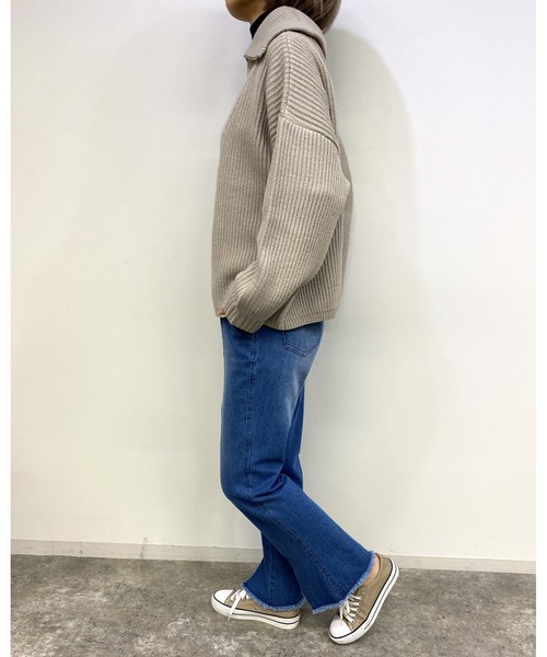 MLI'A(エムリア)の「ハーフZIPプルオーバーニット(ニット/セーター・レディース・アイボリー/チャコールグレー/グレー系その他/杢グレー/ミント/ライトイエロー/ピンク/ブルー/イエロー系その他/オレンジ・M)」の21枚目の写真