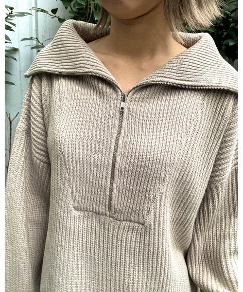 MLI'A(エムリア)の「ハーフZIPプルオーバーニット(ニット/セーター・レディース・アイボリー/チャコールグレー/グレー系その他/杢グレー/ミント/ライトイエロー/ピンク/ブルー/イエロー系その他/オレンジ・M)」の17枚目の写真