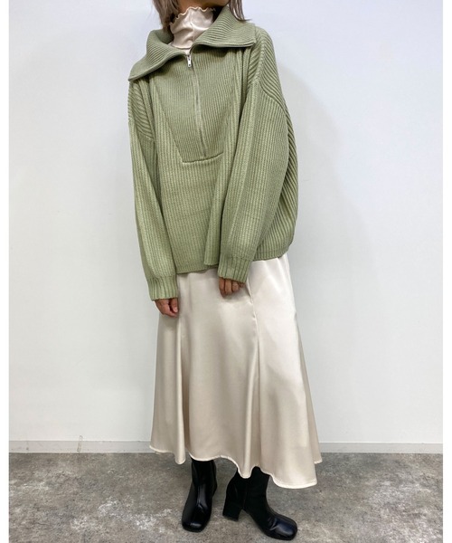 MLI'A(エムリア)の「ハーフZIPプルオーバーニット(ニット/セーター・レディース・アイボリー/チャコールグレー/グレー系その他/杢グレー/ミント/ライトイエロー/ピンク/ブルー/イエロー系その他/オレンジ・M)」の15枚目の写真