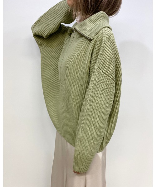 MLI'A(エムリア)の「ハーフZIPプルオーバーニット(ニット/セーター・レディース・アイボリー/チャコールグレー/グレー系その他/杢グレー/ミント/ライトイエロー/ピンク/ブルー/イエロー系その他/オレンジ・M)」の13枚目の写真