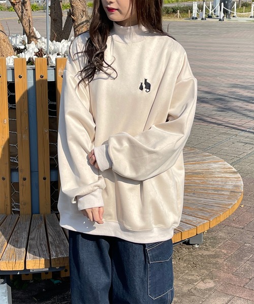 PairPair(ペアペア)の「カットスエードプリントプルオーバー(ユニセックス)(Tシャツ/カットソー・レディース・アイボリー/グレイッシュブルー・フリー)」の14枚目の写真