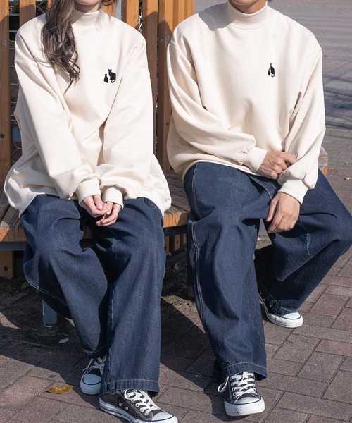 PairPair(ペアペア)の「カットスエードプリントプルオーバー(ユニセックス)(Tシャツ/カットソー・レディース・アイボリー/グレイッシュブルー・フリー)」の15枚目の写真