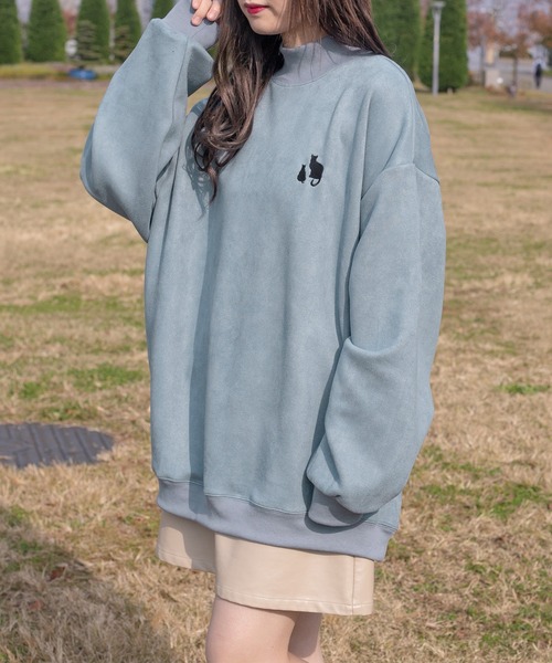 PairPair(ペアペア)の「カットスエードプリントプルオーバー(ユニセックス)(Tシャツ/カットソー・レディース・アイボリー/グレイッシュブルー・フリー)」の10枚目の写真