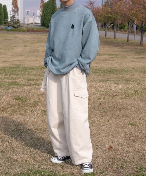 PairPair(ペアペア)の「カットスエードプリントプルオーバー(ユニセックス)(Tシャツ/カットソー・レディース・アイボリー/グレイッシュブルー・フリー)」の13枚目の写真