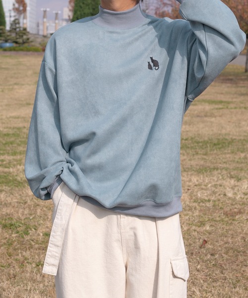 PairPair(ペアペア)の「カットスエードプリントプルオーバー(ユニセックス)(Tシャツ/カットソー・レディース・アイボリー/グレイッシュブルー・フリー)」の16枚目の写真