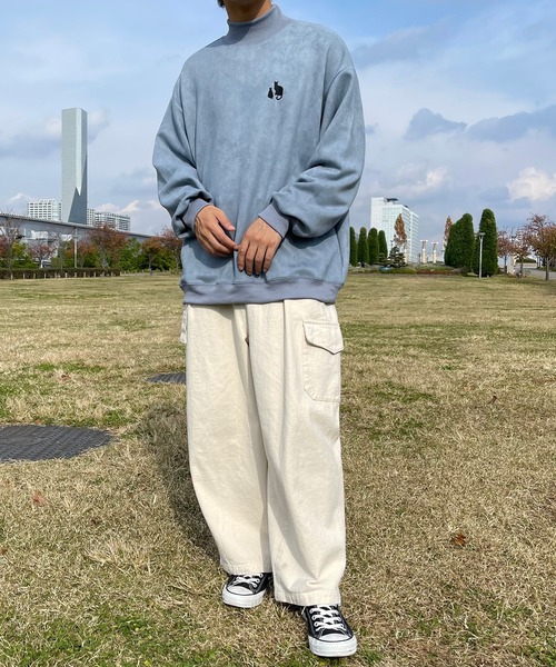 PairPair(ペアペア)の「カットスエードプリントプルオーバー(ユニセックス)(Tシャツ/カットソー・レディース・アイボリー/グレイッシュブルー・フリー)」の22枚目の写真