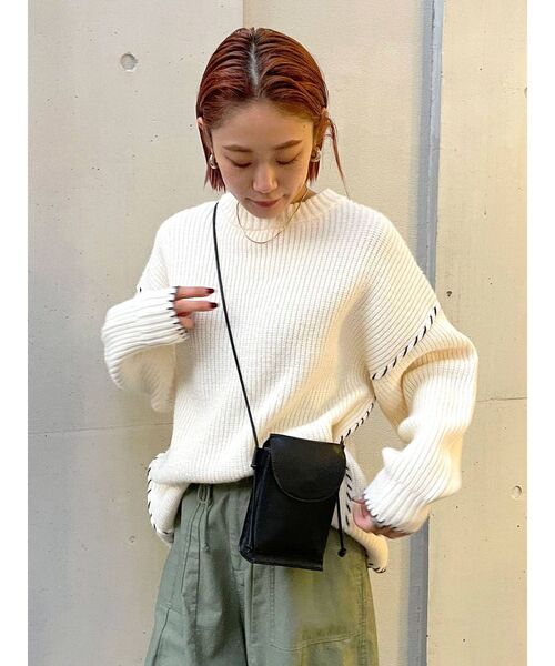 Ungrid（アングリッド）の「ハンドステッチルーズニット（ニット/セーター・レディース・ブラック/オフホワイト/モカ・FREE）」の9枚目の写真